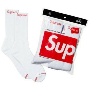 Supreme Hanes Crew Socks (White) 3 Pairs